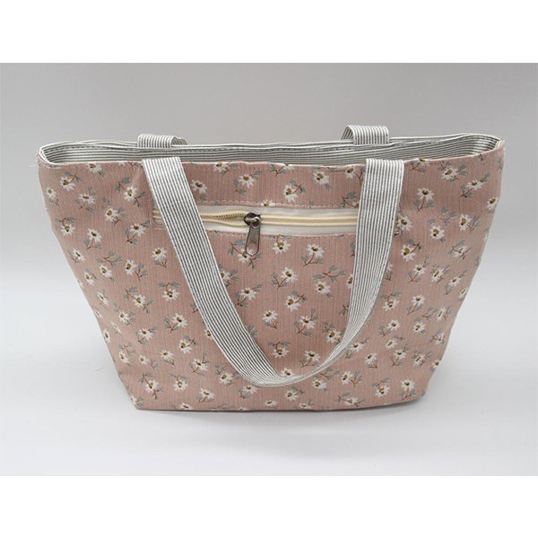 碎花田園風拉鍊手提袋-帆布托特包