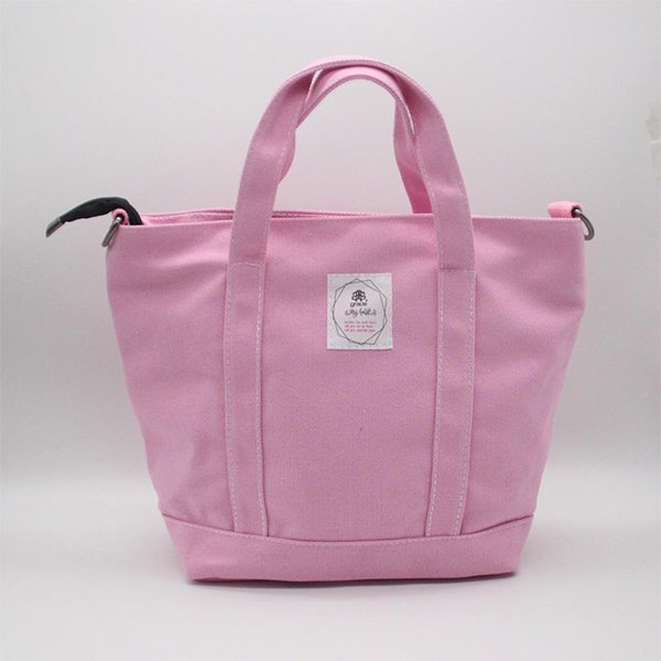 簡約長提把拉鍊手提袋-帆布托特包