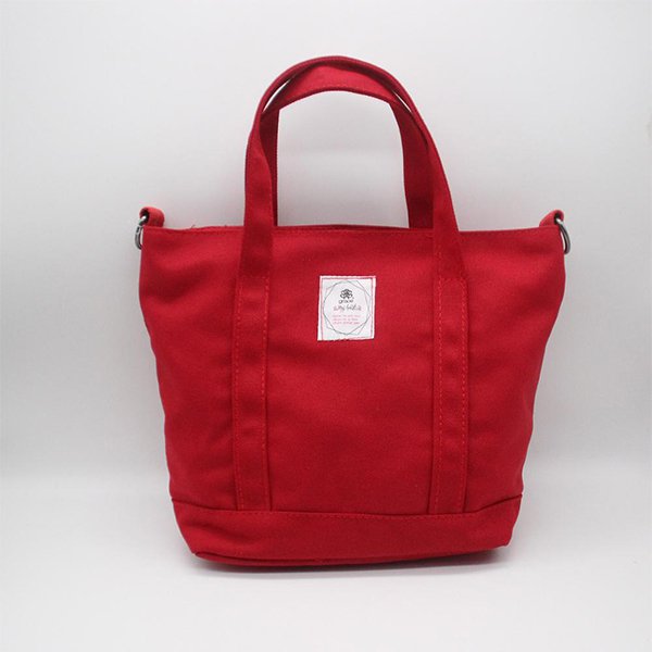 簡約長提把拉鍊手提袋-帆布托特包