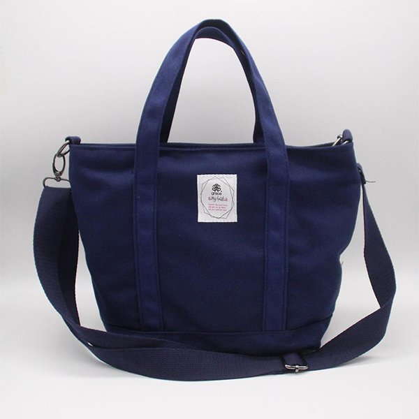 簡約長提把拉鍊手提袋-帆布托特包