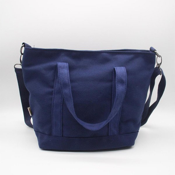 簡約長提把拉鍊手提袋-帆布托特包