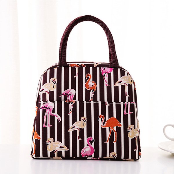 流行火烈鳥拉鍊保冷袋-牛津布午餐袋