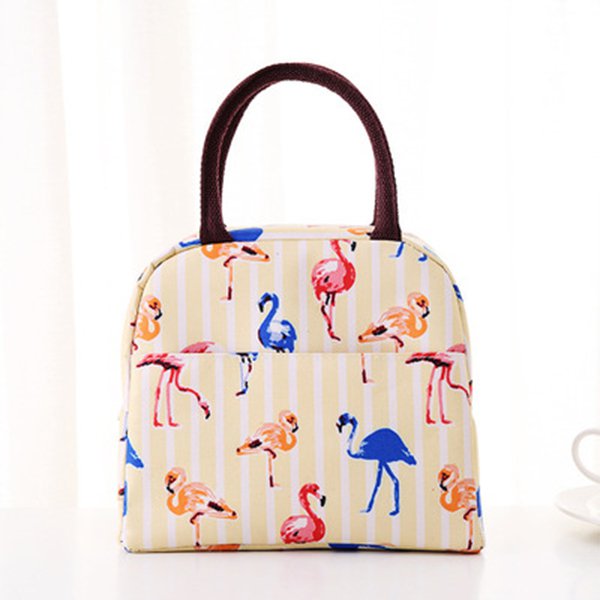 流行火烈鳥拉鍊保冷袋-牛津布午餐袋
