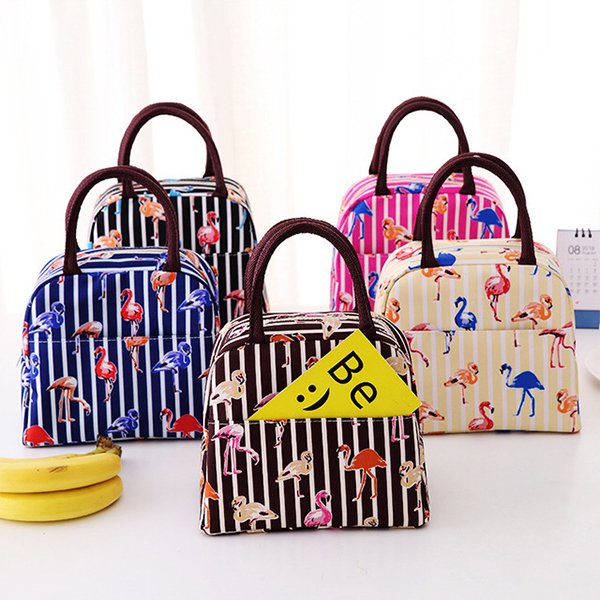 流行火烈鳥拉鍊保冷袋-牛津布午餐袋