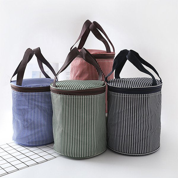 圓筒式拉鍊保冷袋-聚酯纖維午餐袋