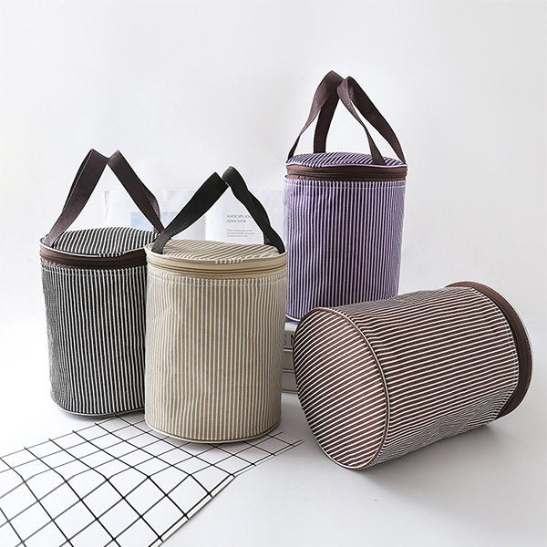 圓筒式拉鍊保冷袋-聚酯纖維午餐袋