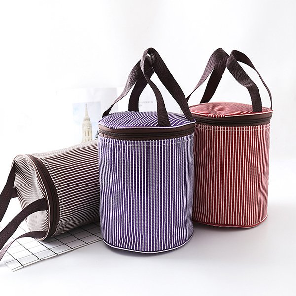 圓筒式拉鍊保冷袋-聚酯纖維午餐袋