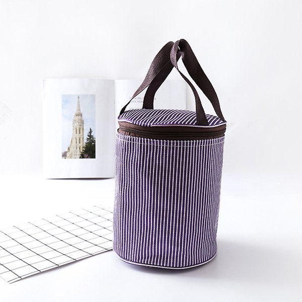 圓筒式拉鍊保冷袋-聚酯纖維午餐袋