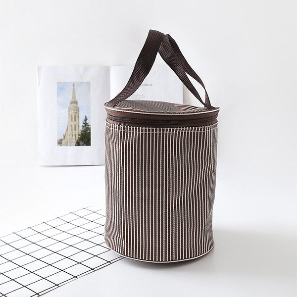 圓筒式拉鍊保冷袋-聚酯纖維午餐袋