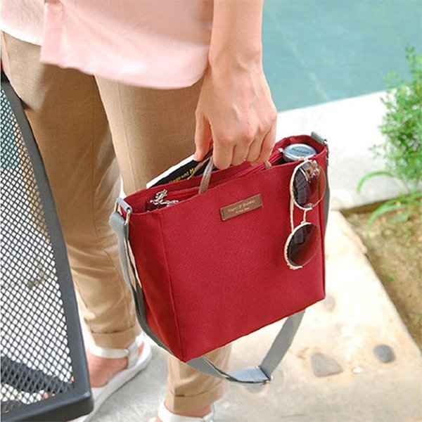 簡約雙層拉鍊斜跨包-尼龍單肩包