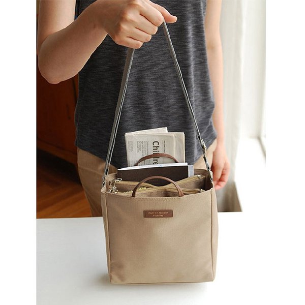 簡約雙層拉鍊斜跨包-尼龍單肩包