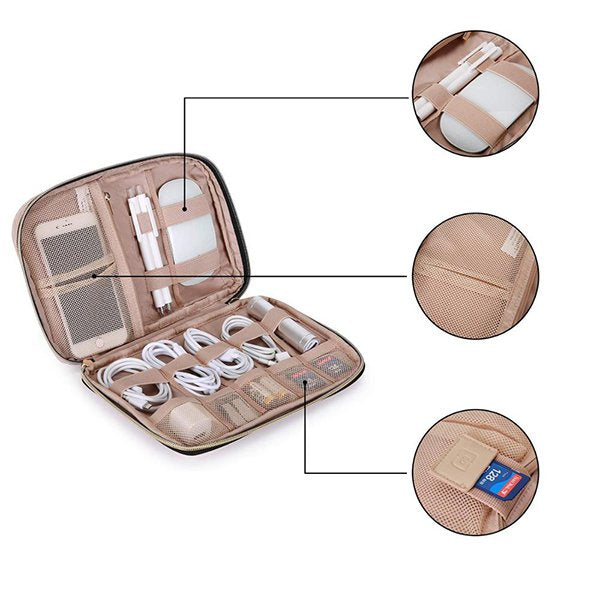 粉色3C充電線收納包