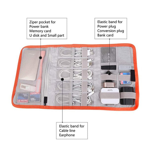可摺疊扣式充電線收納包