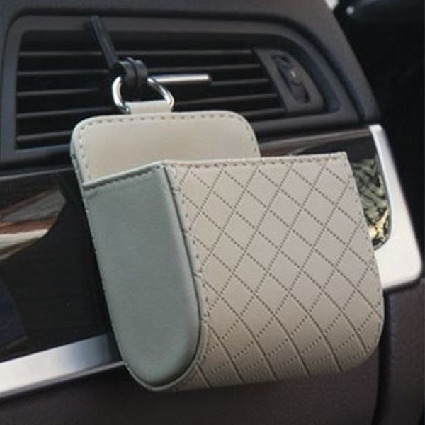 皮革出風口置物盒