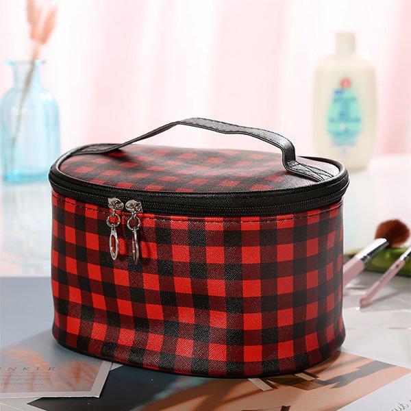 經典格紋旅行盥洗包-PU化妝包