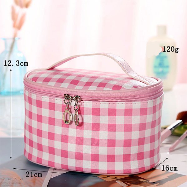 經典格紋旅行盥洗包-PU化妝包