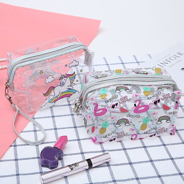 卡通圖案透明旅行盥洗包-PVC化妝包
