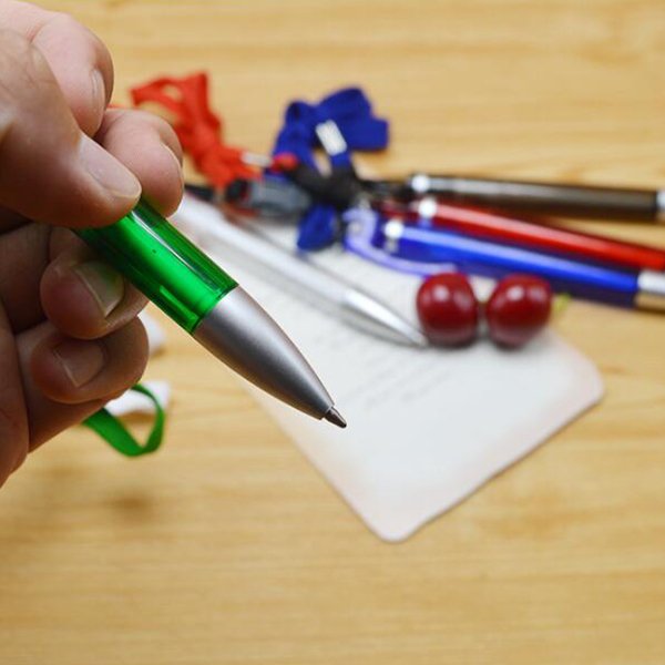 附掛繩透明桿塑膠圓珠筆