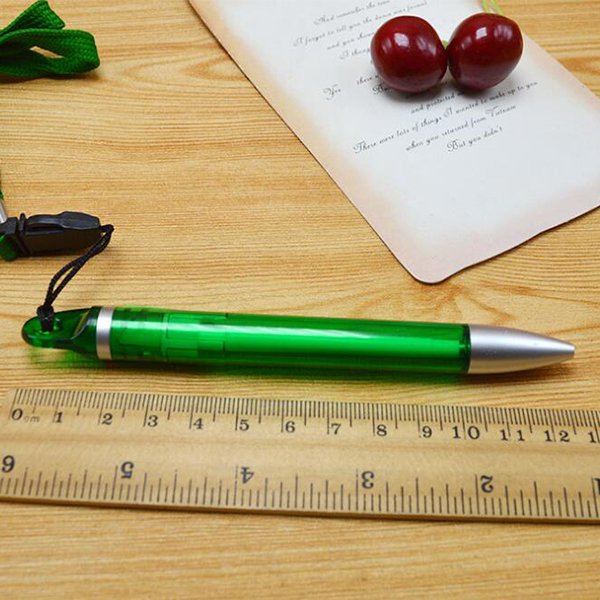 附掛繩透明桿塑膠圓珠筆