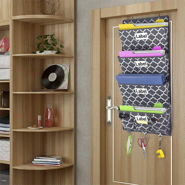 壁掛式4格大容量門上文件收納袋