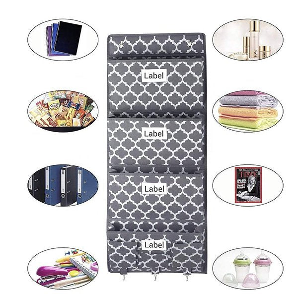 壁掛式4格大容量門上文件收納袋