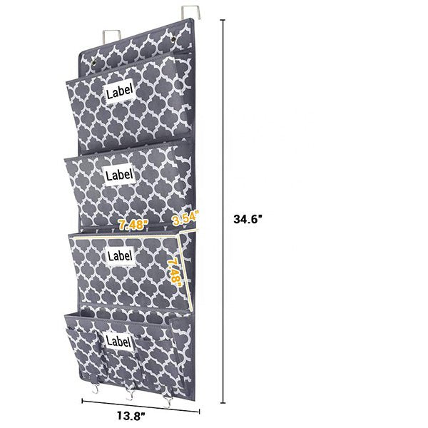 壁掛式4格大容量門上文件收納袋