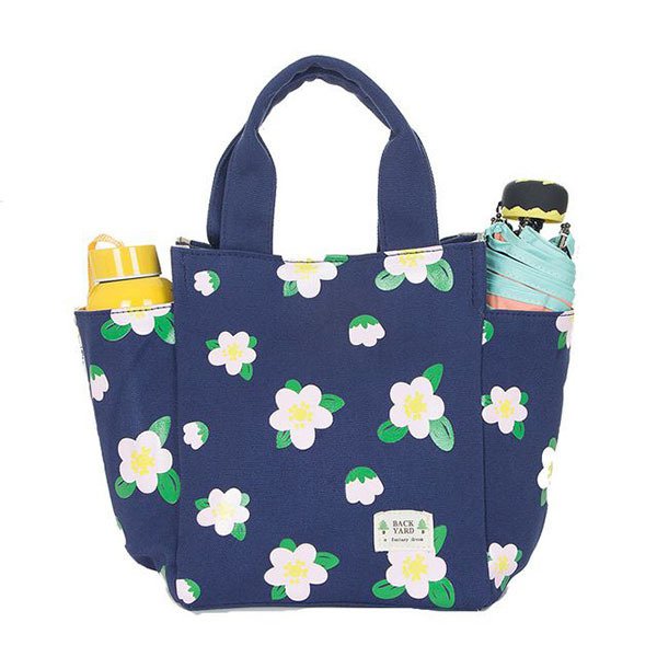 卡通花卉午餐袋-帆布野餐包
