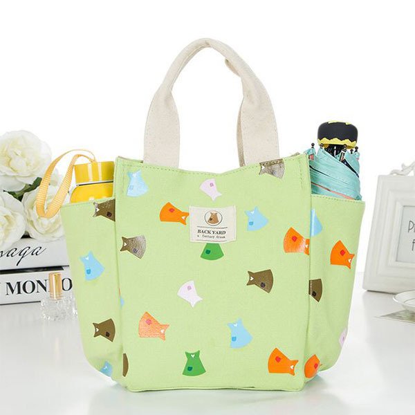 卡通花卉午餐袋-帆布野餐包