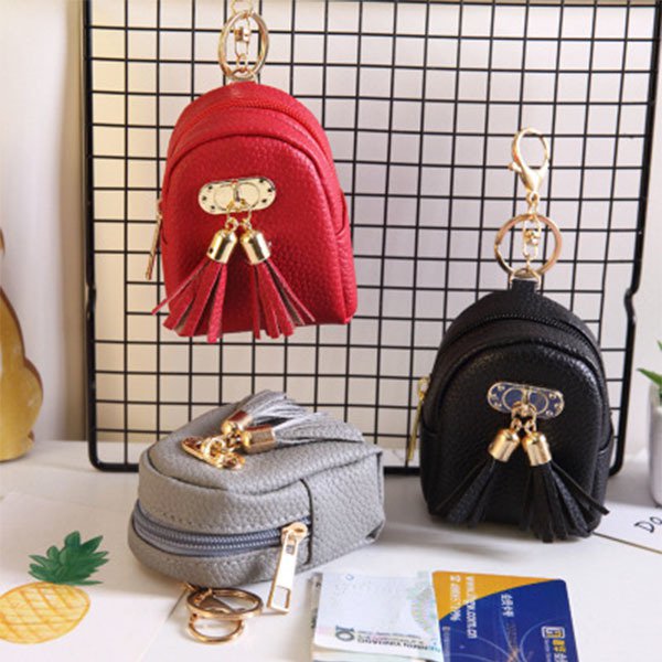 掛扣書包造型錢包-PU皮革零錢包