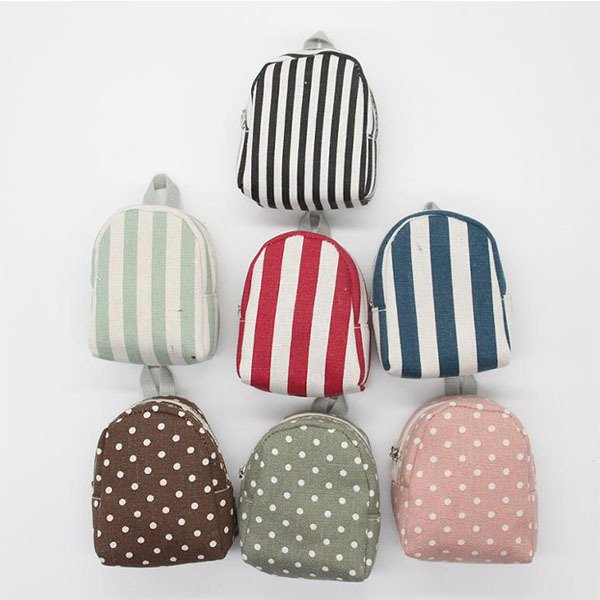 簡約書包造型錢包-帆布零錢包