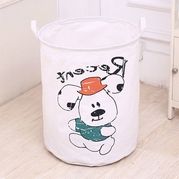 卡通小狗收納籃-帆布可摺疊洗衣籃