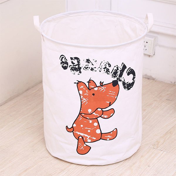 卡通小狗收納籃-帆布可摺疊洗衣籃