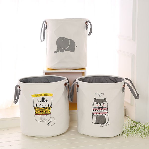 雙層加厚收納籃-棉麻可摺疊洗衣籃