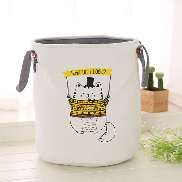 雙層加厚收納籃-棉麻可摺疊洗衣籃