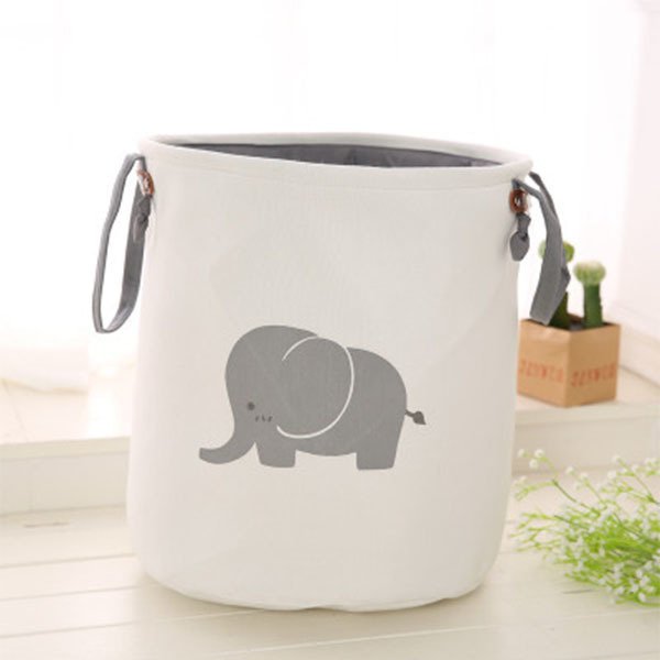 雙層加厚收納籃-棉麻可摺疊洗衣籃