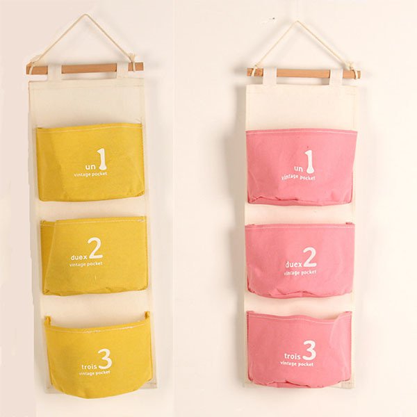 彩色三口袋收納籃