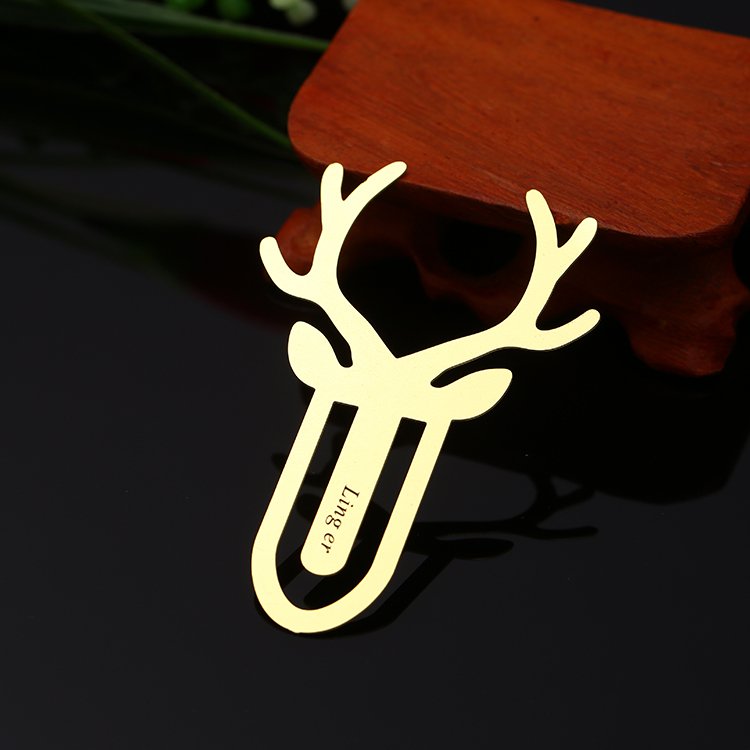 客製化鹿頭鏤空金屬書籤