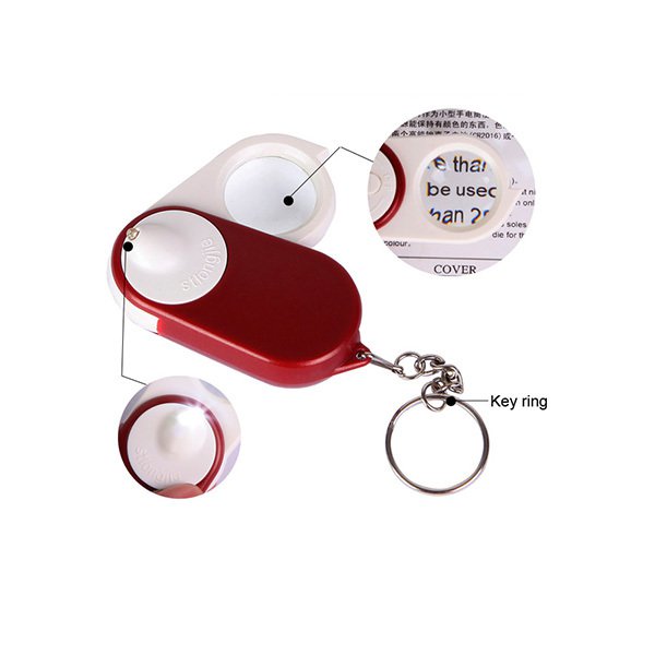 LED燈10倍放大鏡鑰匙圈