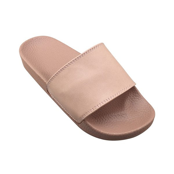 女款PVC純色寬版運動拖鞋