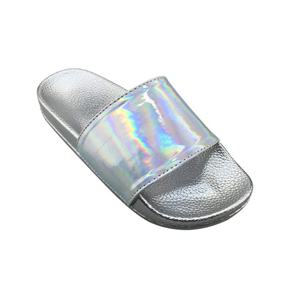 中性款PU寬版運動拖鞋-炫彩鞋面