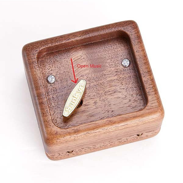 簡約方形木製音樂盒
