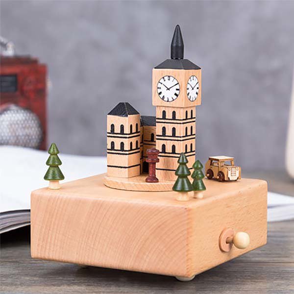 旋轉木馬造型木製音樂盒