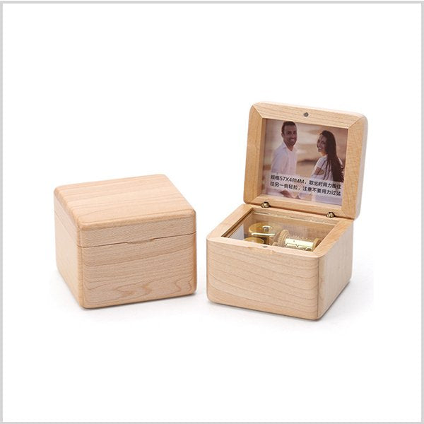 方形木製照片音樂盒
