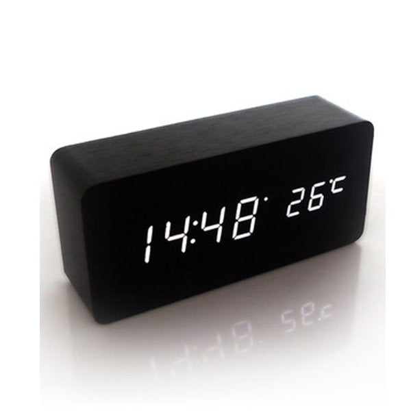 木製LED顯示溫度鬧鐘