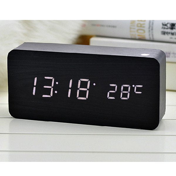木製LED顯示溫度鬧鐘