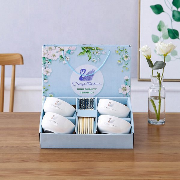 陶瓷碗禮盒組-4碗4筷