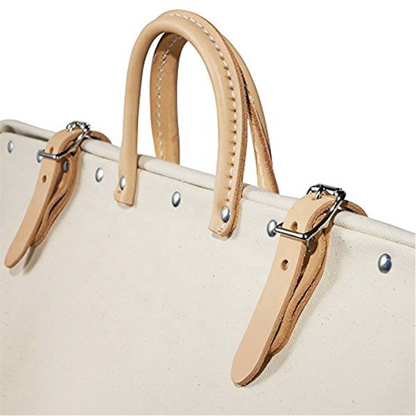 手提手提袋寬口皮革手柄工具袋帆布