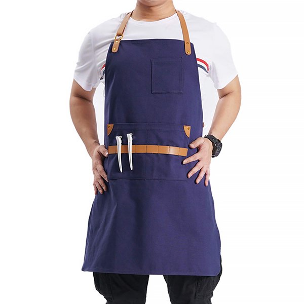 掛脖款帆布美容師圍裙-2口袋