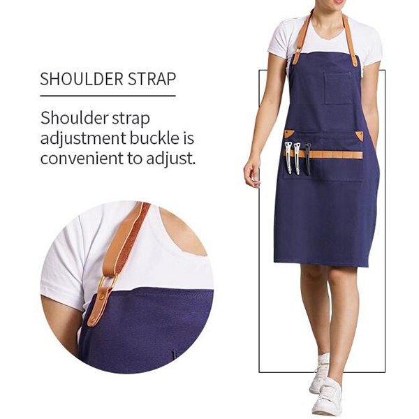 掛脖款帆布美容師圍裙-2口袋