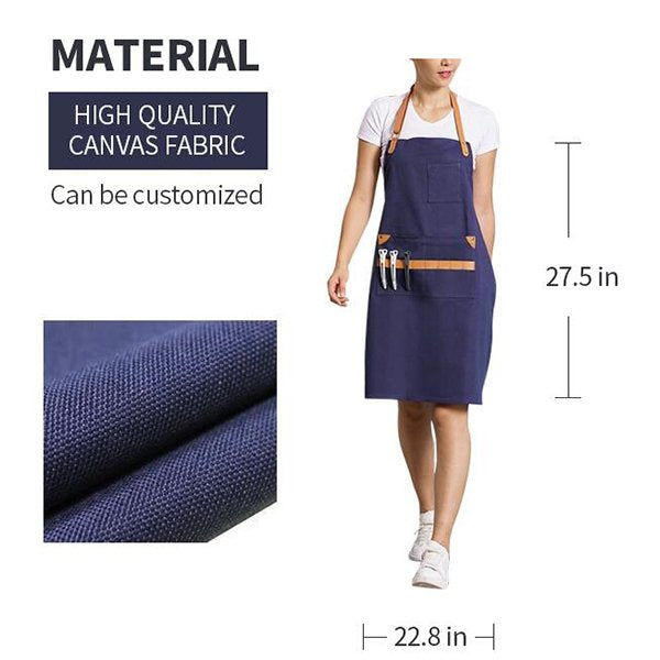 掛脖款帆布美容師圍裙-2口袋